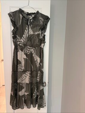 Black Tape_ Ruffle Midi Dress